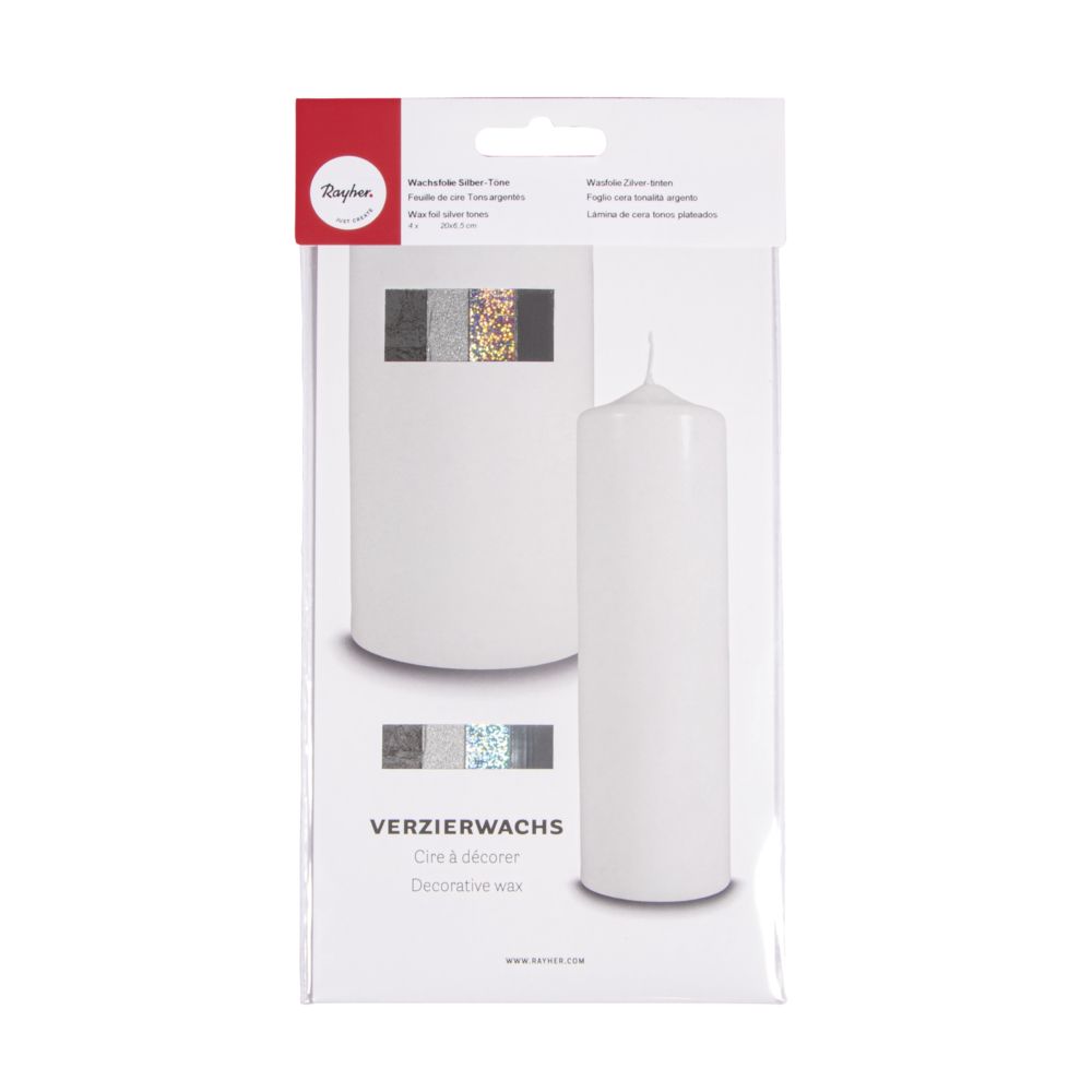 Wachsfolie Silber-Töne 20x6,5cm 4 Farben sort. SB-Btl 4Stück