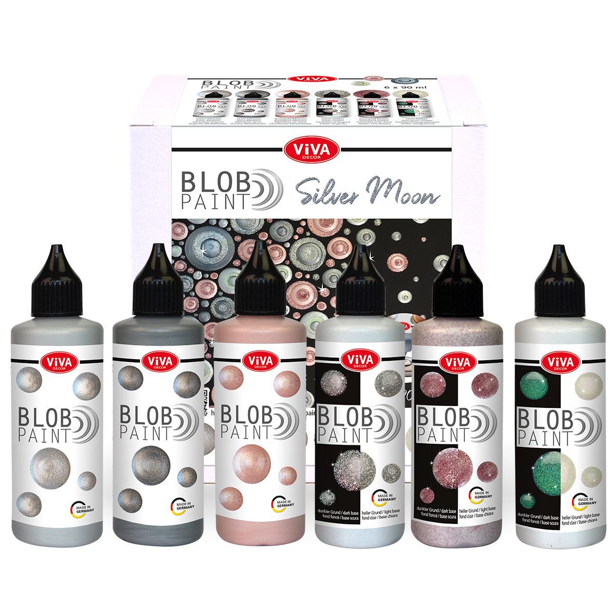 Blob Paint Set Silver Moon, 6 x 90ml