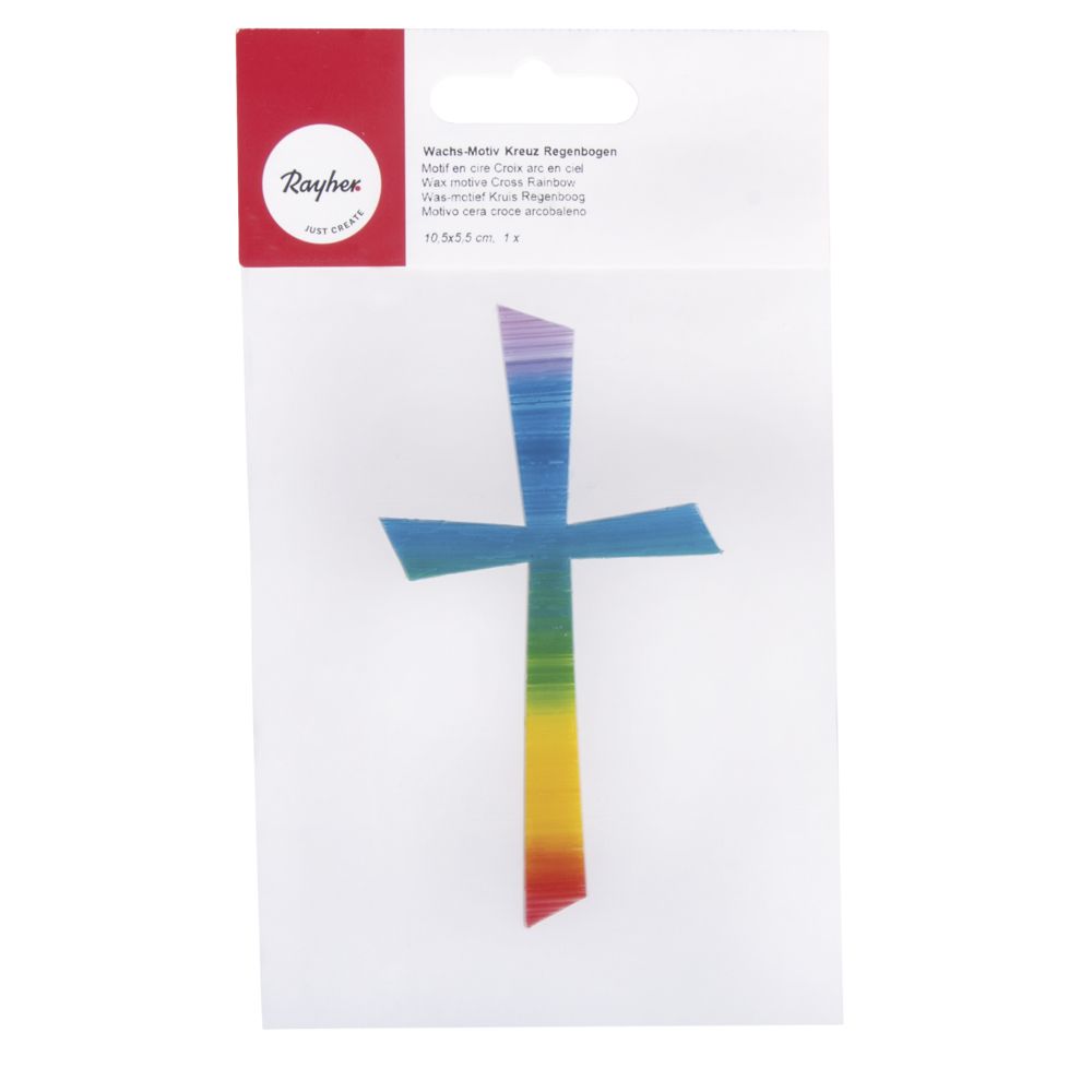 Wachs-Motiv Kreuz Regenbogen 10,5x5,5cm