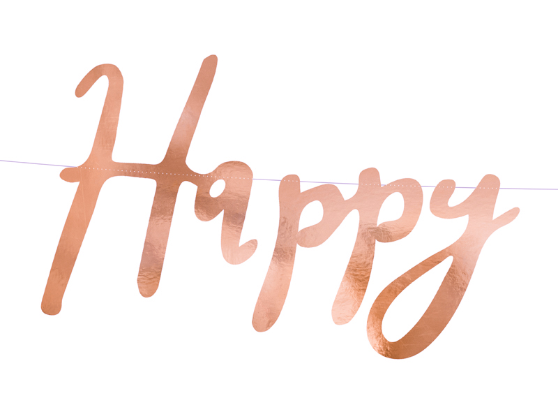 Happy Birthday Banner aus Spiegelpapier ROSÉGOLD 16,5 x 62 cm Happy Birthday Banner aus Spiegelpapier ROSÉGOLD 16,5 x 62 cm