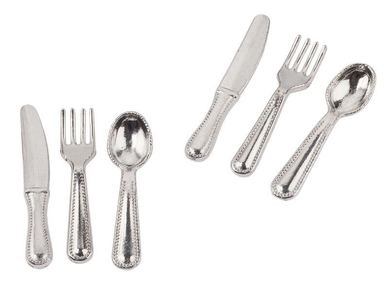 Miniatur Besteck-Set 12 teilig silberfarbig 2cm 