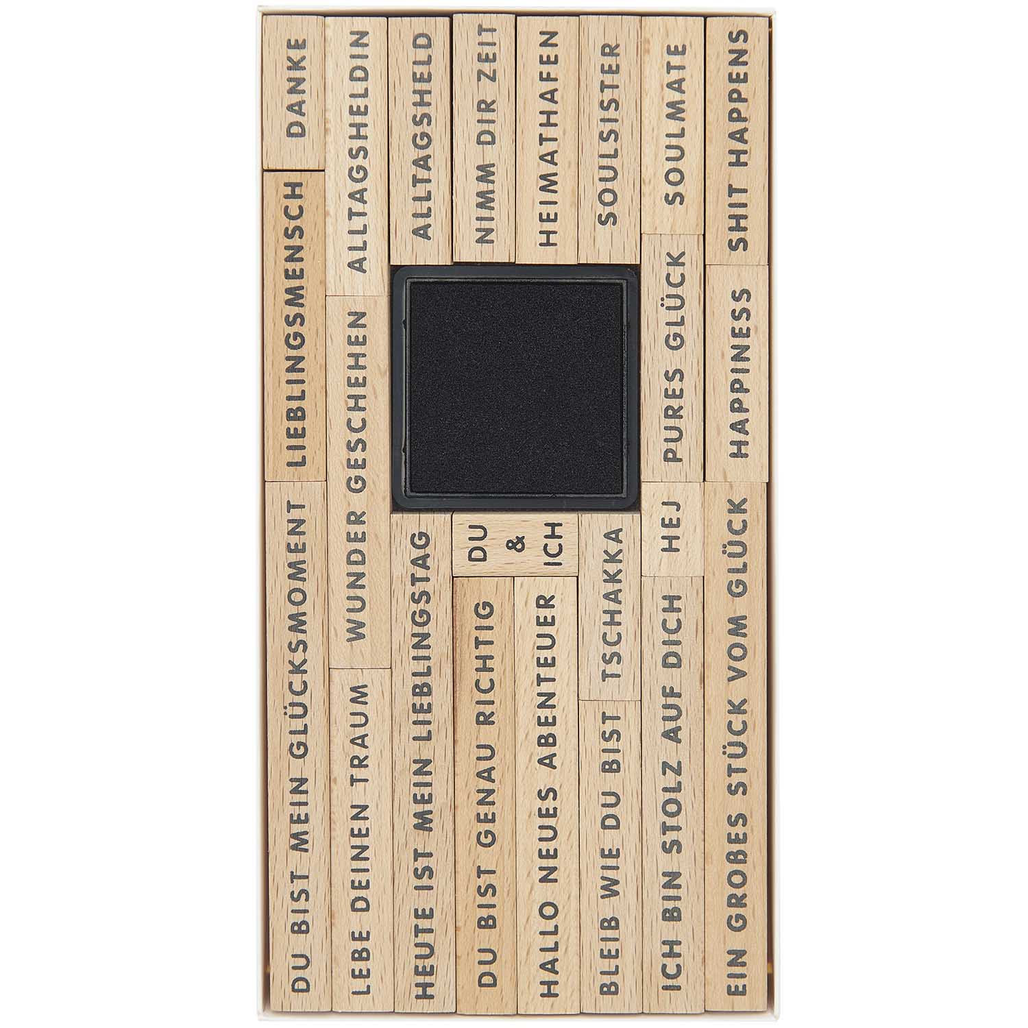Stempelset Schriftenstempel Happiness FSC 100% 28 Stück Stempelset Schriftenstempel Happiness FSC 100% 28 Stück