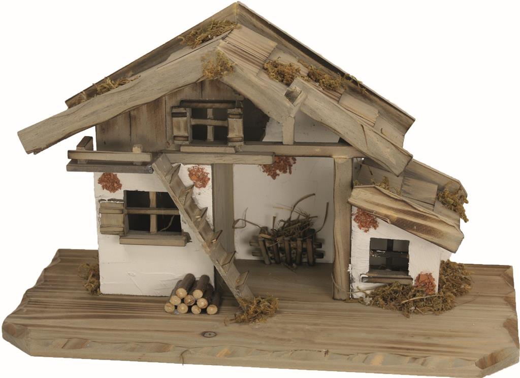 Weihnachtskrippen Stall Berchtesgaden 39,5x19x23,5cm