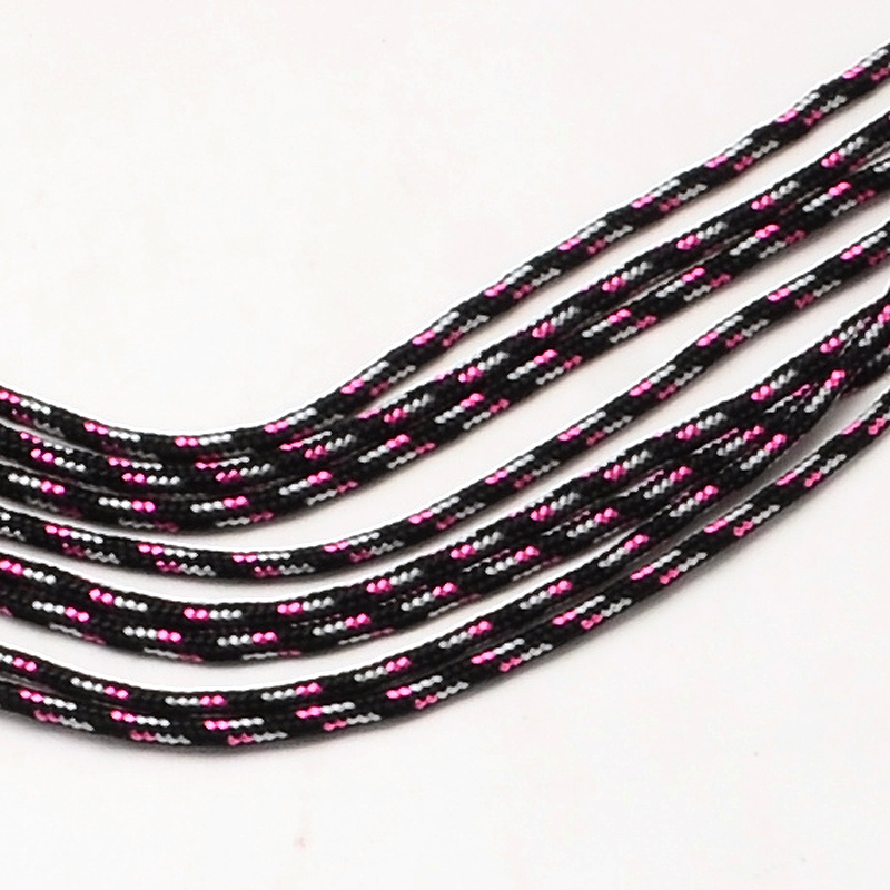 Paracord dünn 2 mm, gemustert schwarz-pink-grau, 10 m