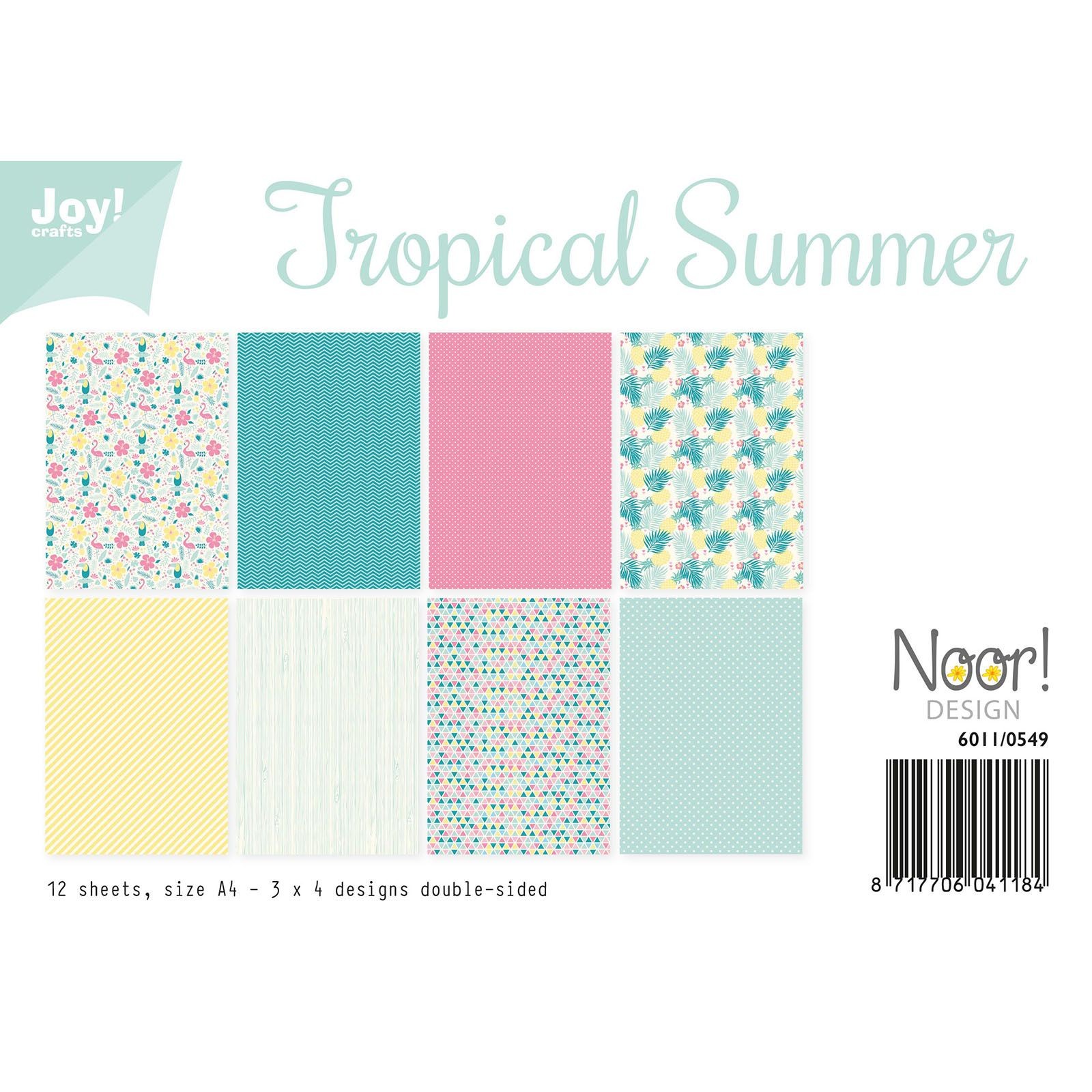 Joy!Crafts Papierset A4 Scrapbooking-Papier Tropical Summer 12 Blätter