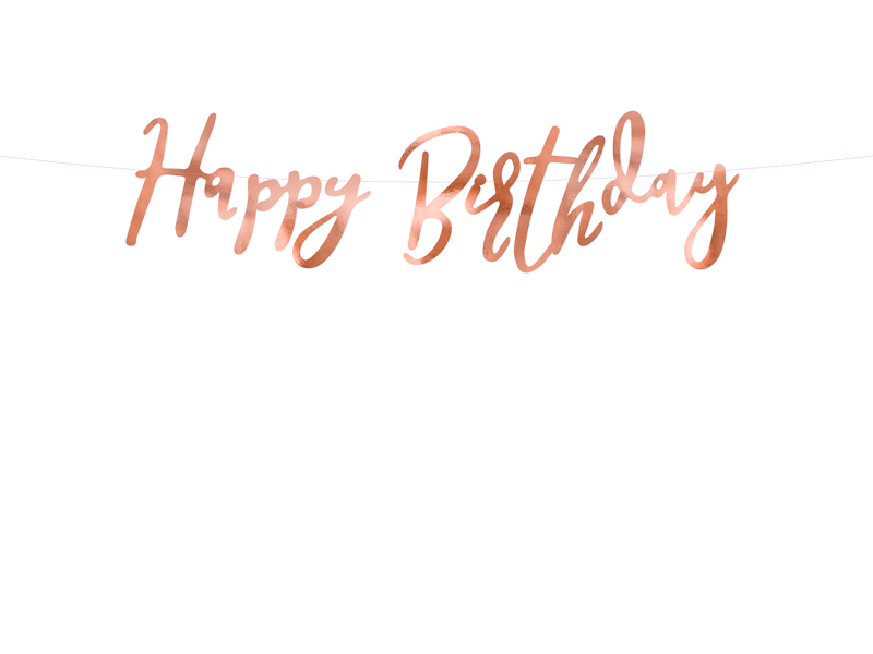 Happy Birthday Banner aus Spiegelpapier ROSÉGOLD 16,5 x 62 cm 