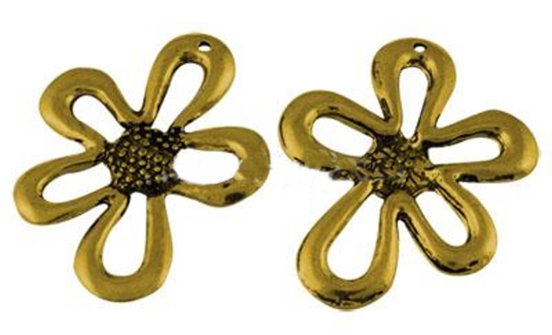 Metallanhänger Blumen antikgold, 35x28mm, nickelfrei, 3 Stück/Pk