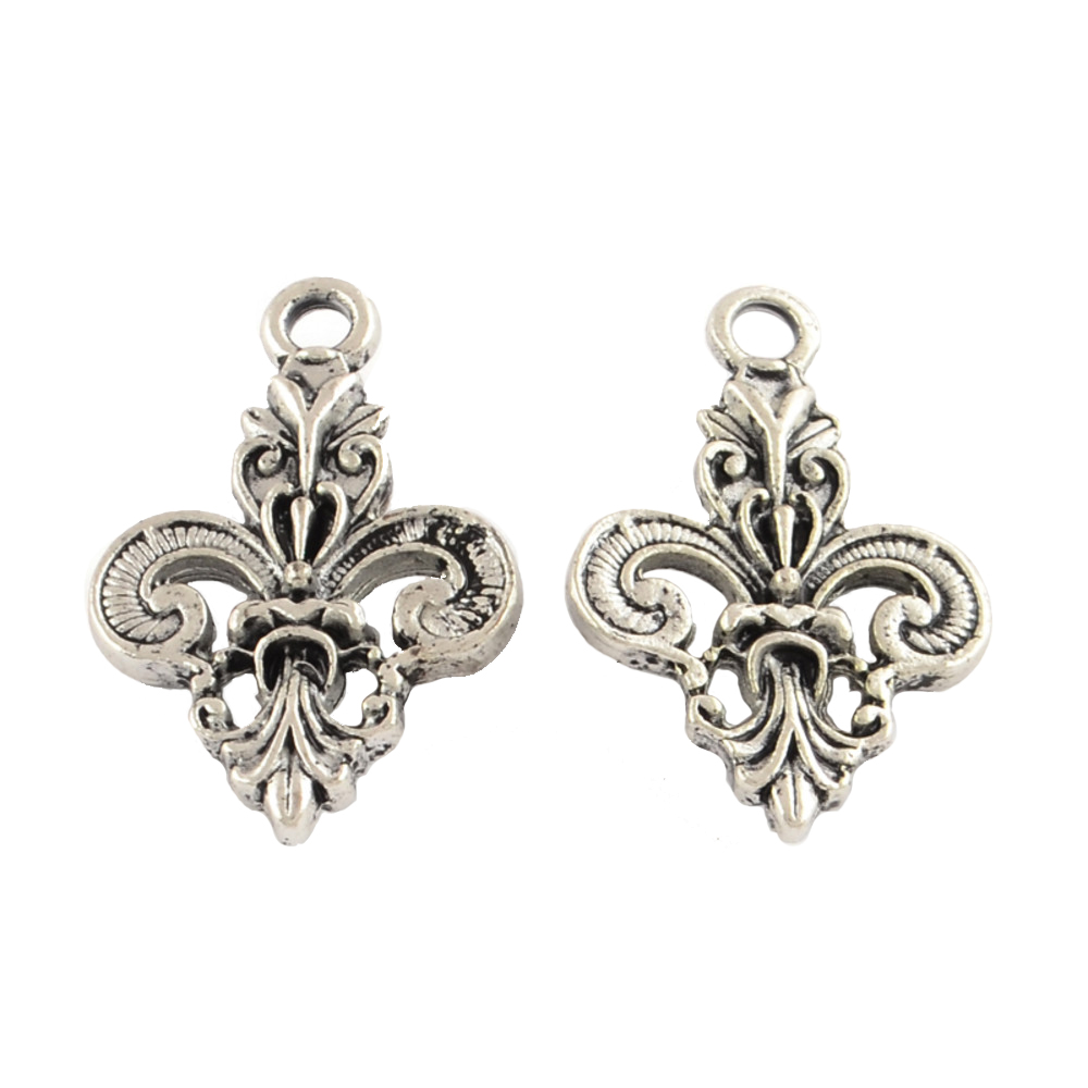 Anhänger Fleur-de-Lils, Tibetsilber, 24x16mm, per Stück