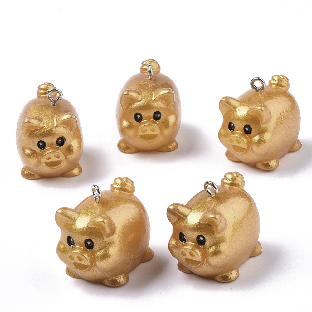 Goldschweinchen Anhänger, 3cm, Resin Glücksschwein Glücksbringer per Stück