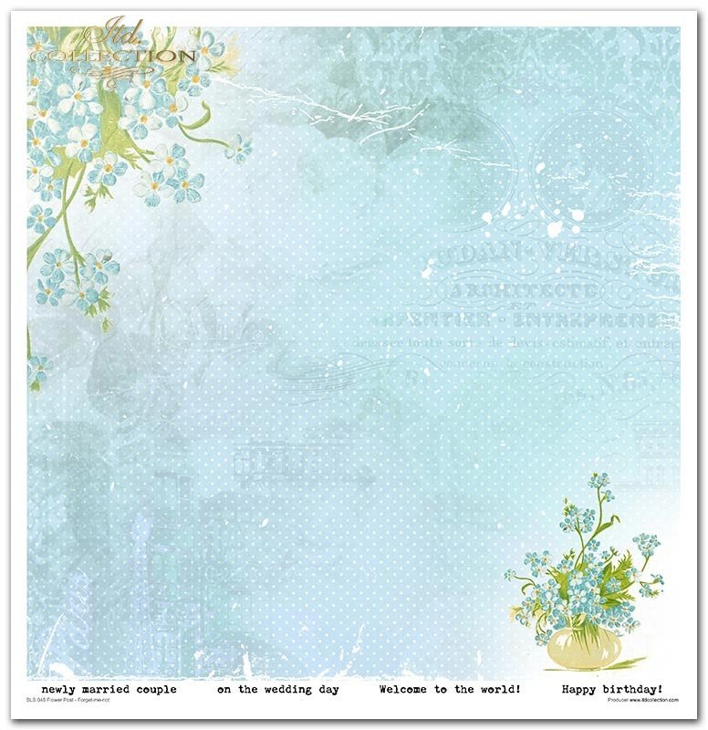 Scrapbooking Papier Set Flower Post Forget-me-not 10 Bögen 31x32cm 200g/m²