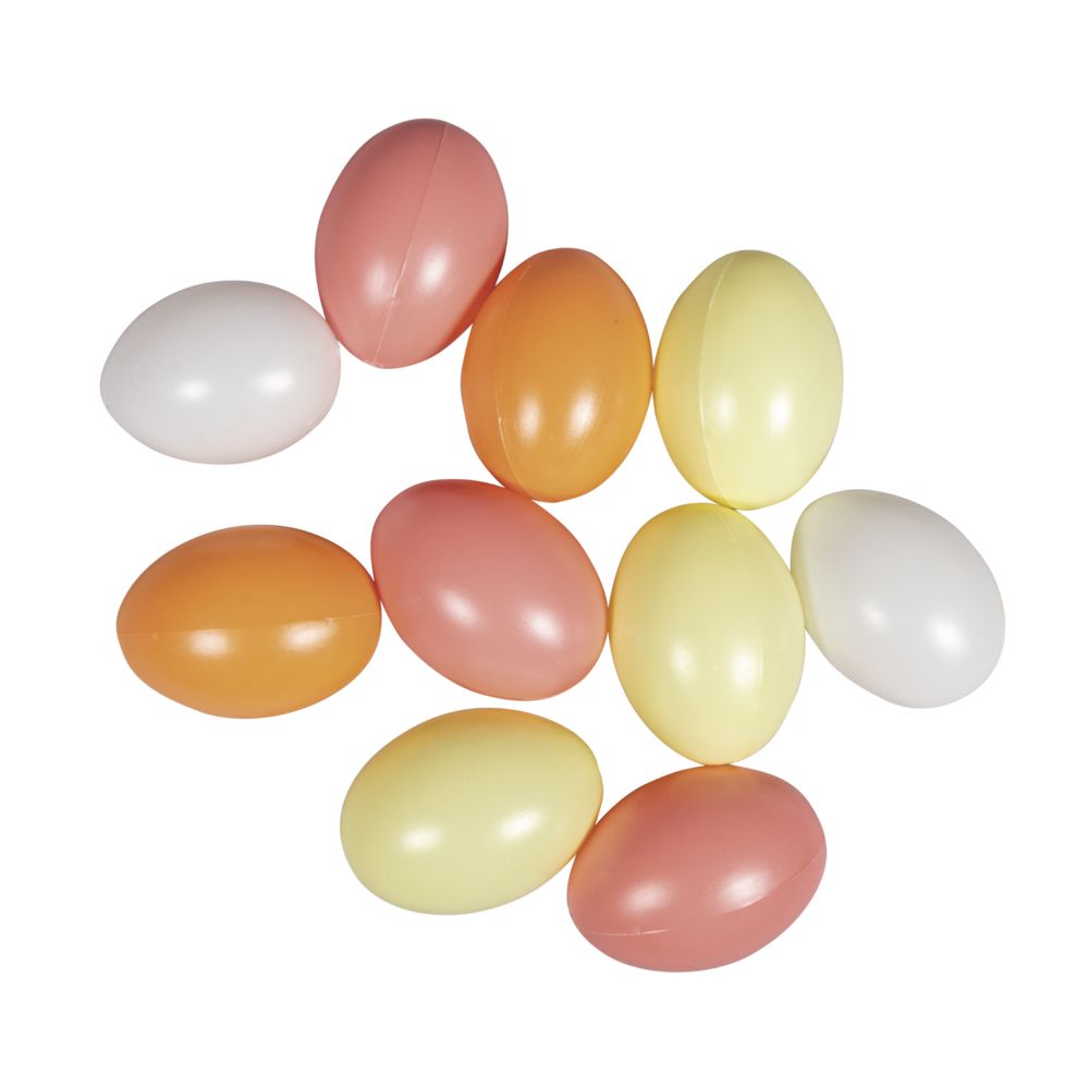 Plastik Eier Set 6cm ø apricot 10 Stück 