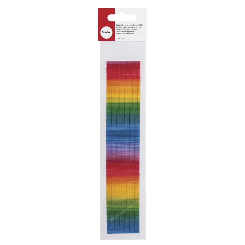 Wachs-Regenbogenflachstreifen 220x3mm 13 Streifen à 3mm Wachs-Regenbogenflachstreifen 220x3mm 13 Streifen à 3mm