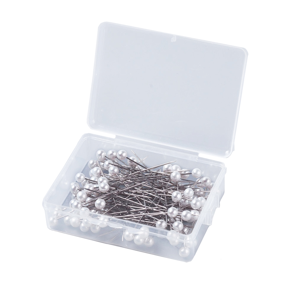 Stecknadeln weißer Perlenkopf Packung 100 Stück Perle:64~65mm Nadel: 0,6mm