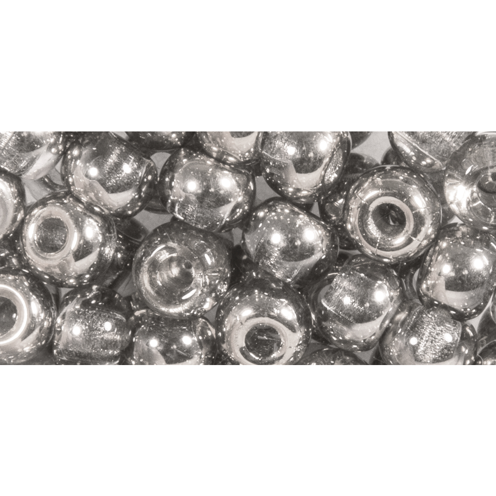 Rocailles Perlen mit Großloch, silber metallic, 5,5mm, 80 Stück