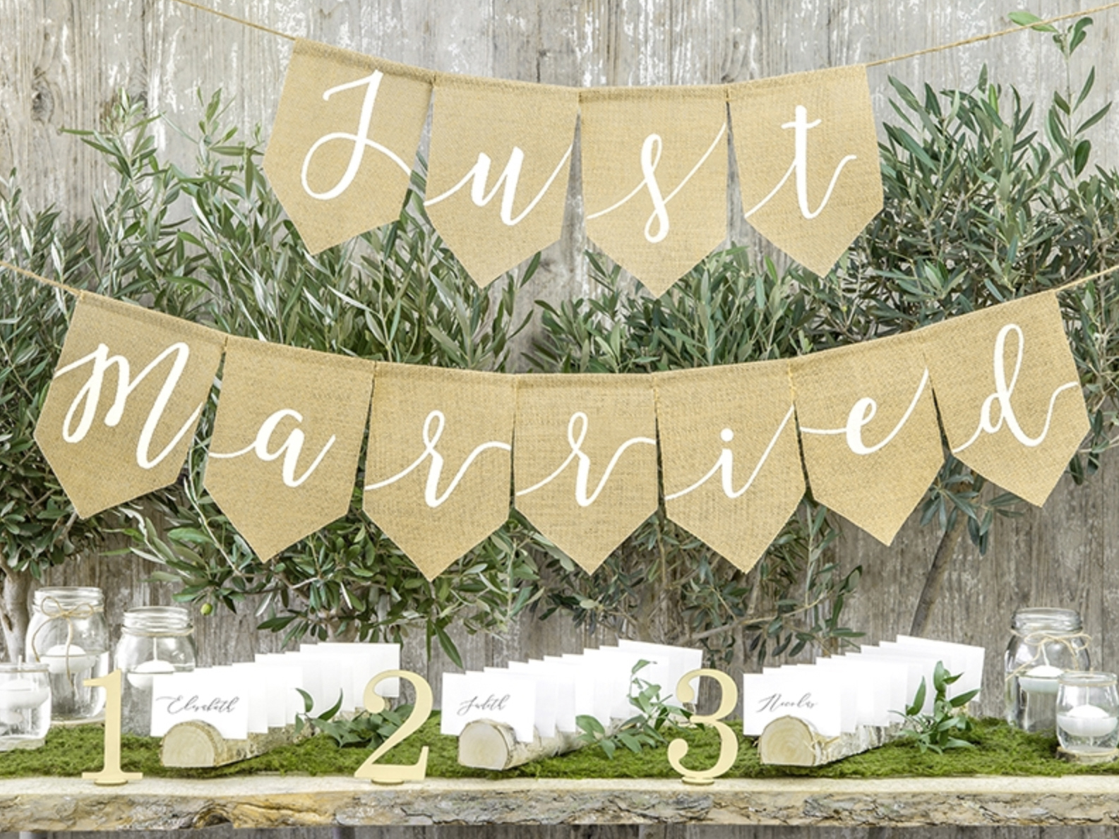 Jute-Banner Just Married 185x23cm