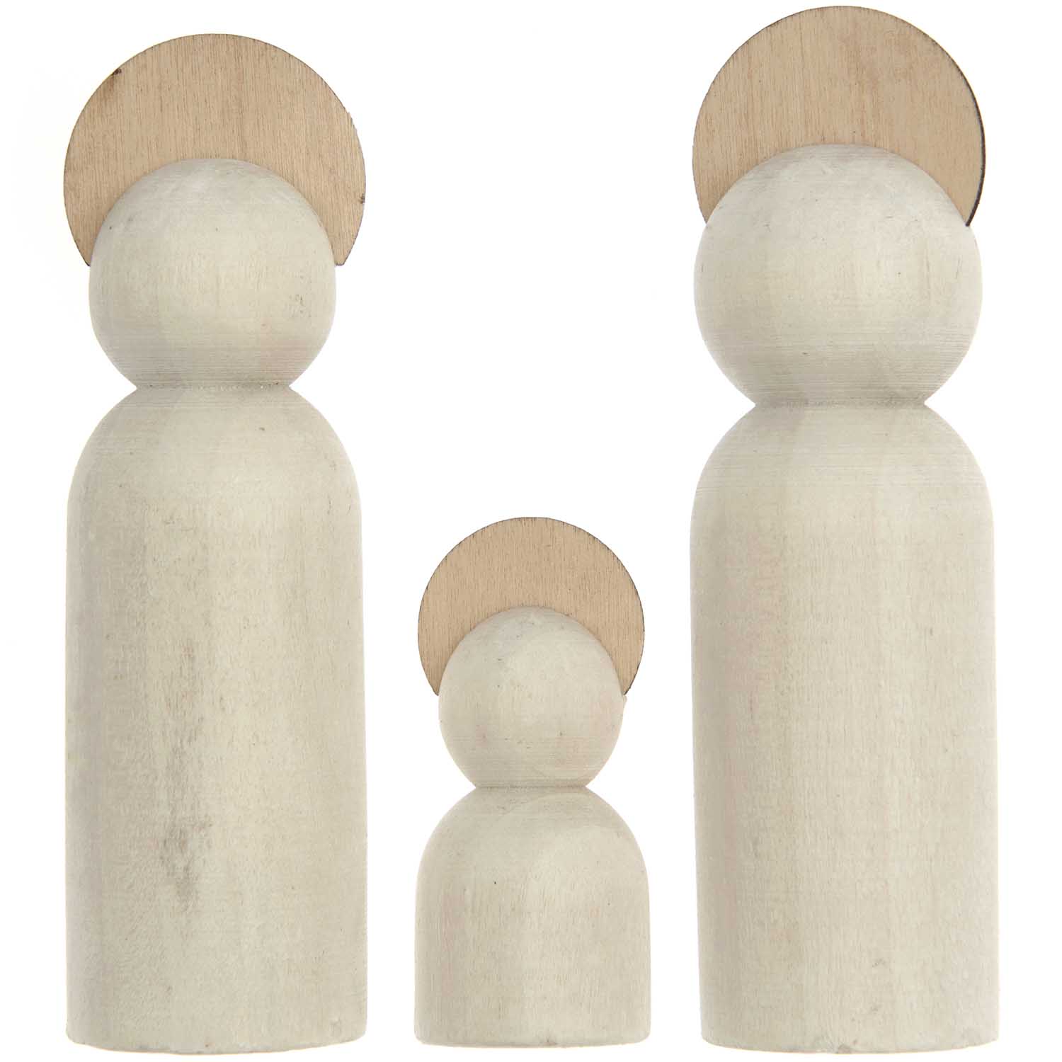 Voll-Holz Krippen-Figuren-Set natur 3-teilig