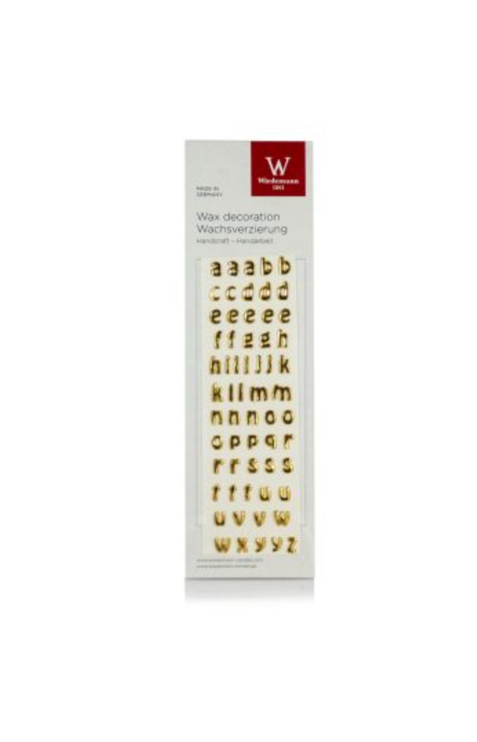 Wachsbuchstaben Kleinbuchstaben gold 8mm 61 Buchstaben a-z