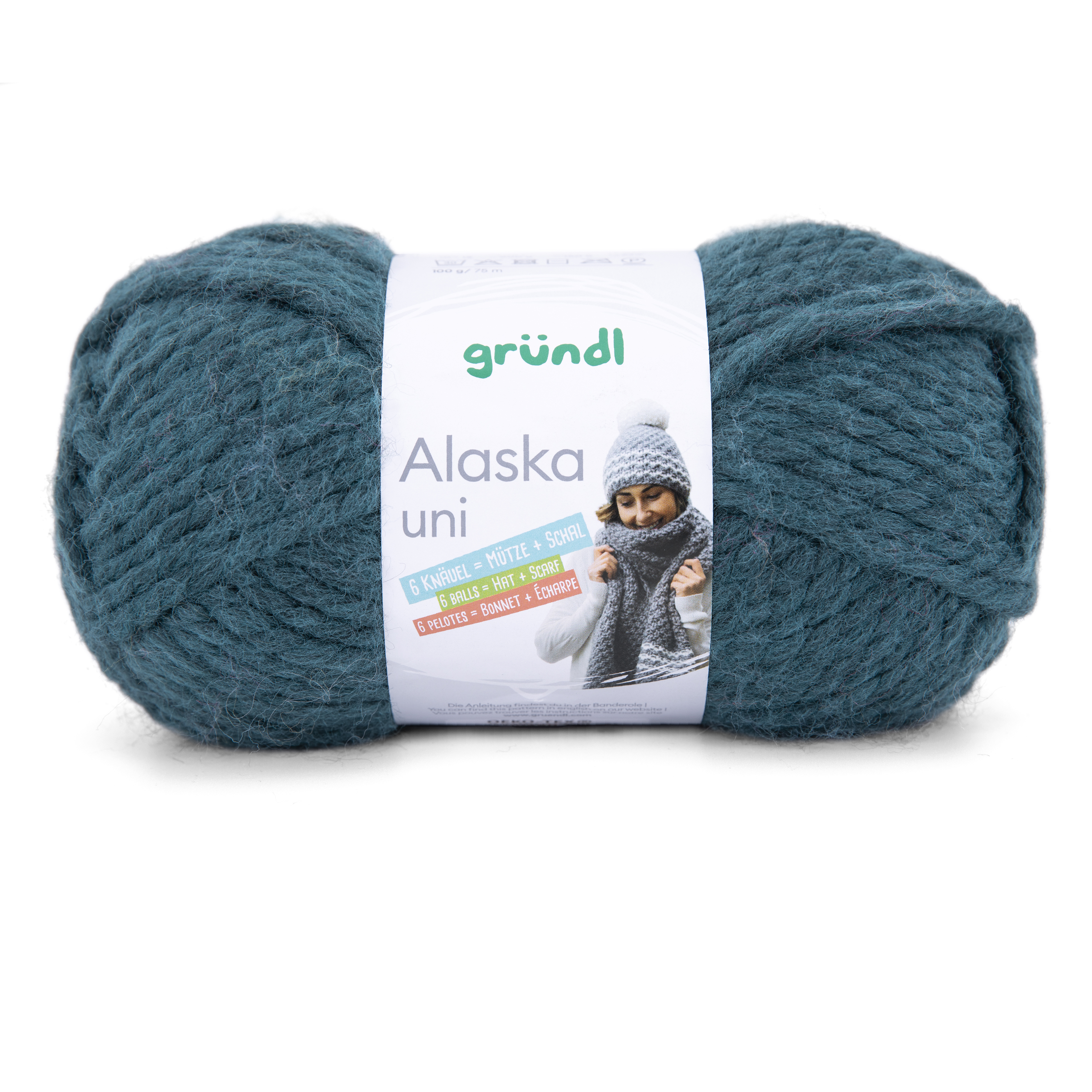 Gründl Alaska Wolle Uni PETROL 100g 75m