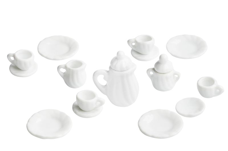 Mini-Kaffeeservice 1,5-3,5cm weiß 15 Teile Mini-Kaffeeservice 1,5-3,5cm weiß 15 Teile