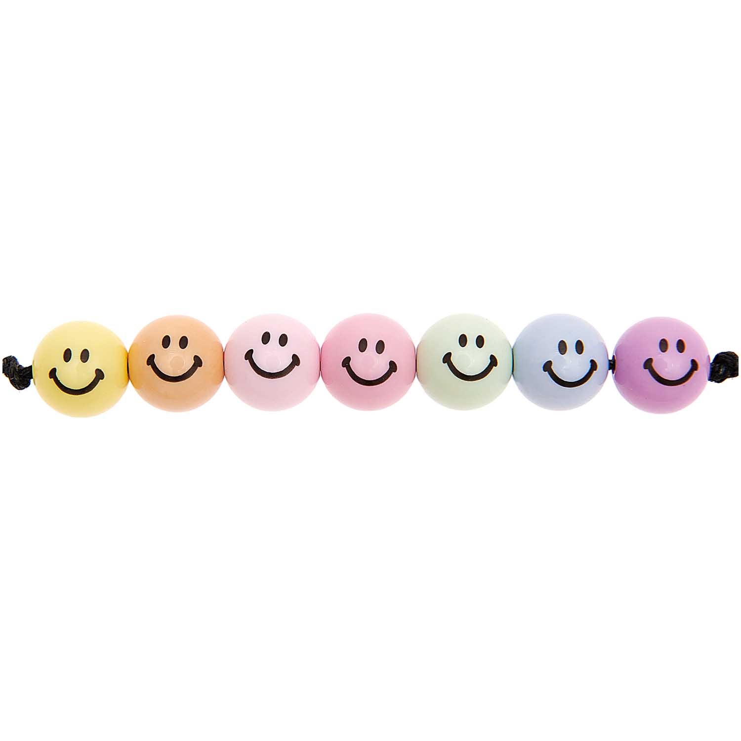 Smiley Acrylperlen rund 10mm Regenbogen pastell 21 Stück 
