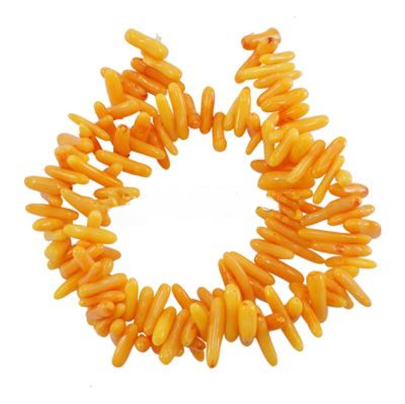 Koralle orange gefärbt, 1-5mm breit, 5-18mm lang, 40 cm Strang