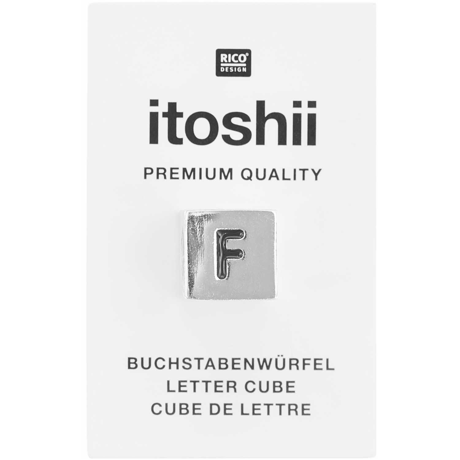 Buchstabenperle-Würfel silber 10x10mm Buchstabenperle-Würfel silber 10x10mm