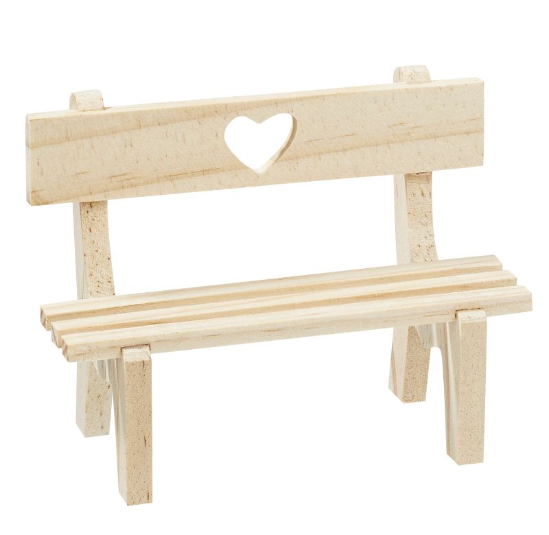 Miniatur Holzbank mit Herz 10x4,5x7,5cm natur 