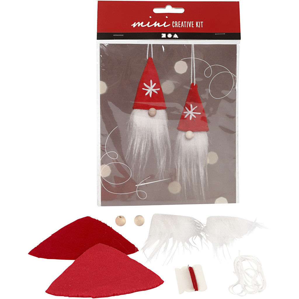 Mini Bastelpackung Weihnachtswichtel, zum Aufhängen, 11cm, 2 Stk./Set