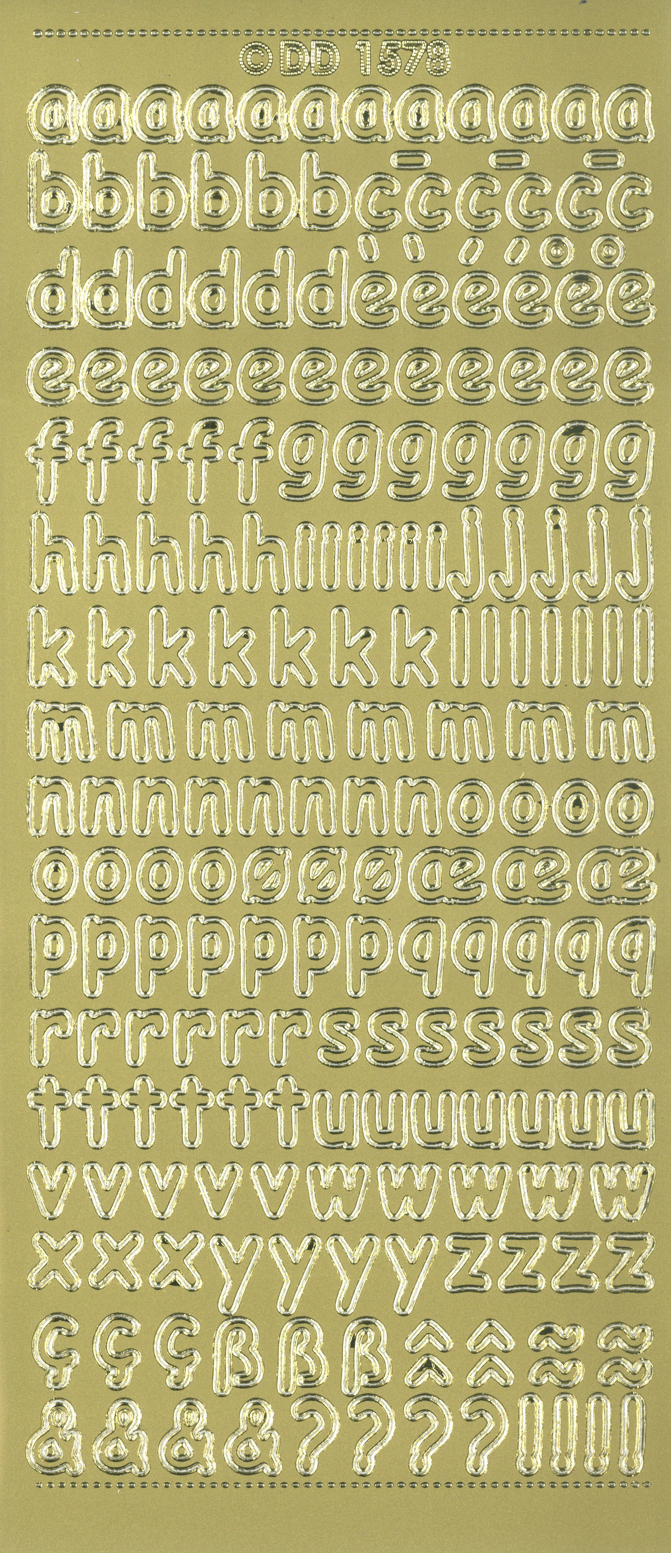 Shiny Outline Stickers Kleinbuchstaben 1 Bogen 23x10cm