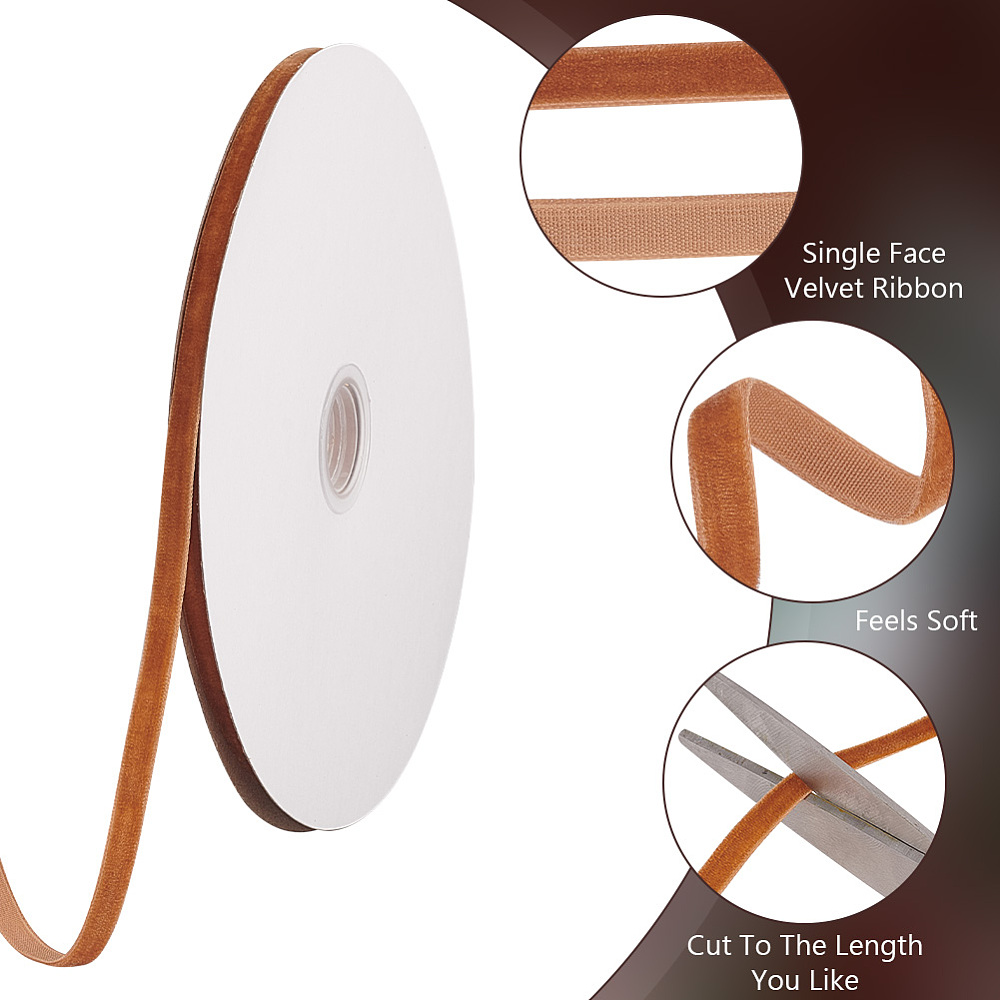 Samtband DARK GOLDENROD einseitig 7mm 24m / Rolle Samtband DARK GOLDENROD einseitig 7mm 24m / Rolle