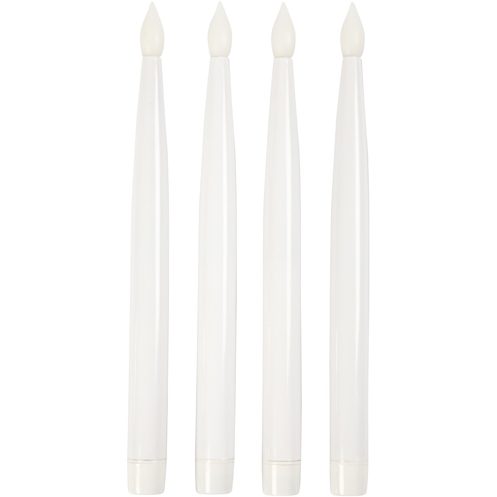 Led-Kerzen, 27,5x2cm, weiß, 4 Stück/Set