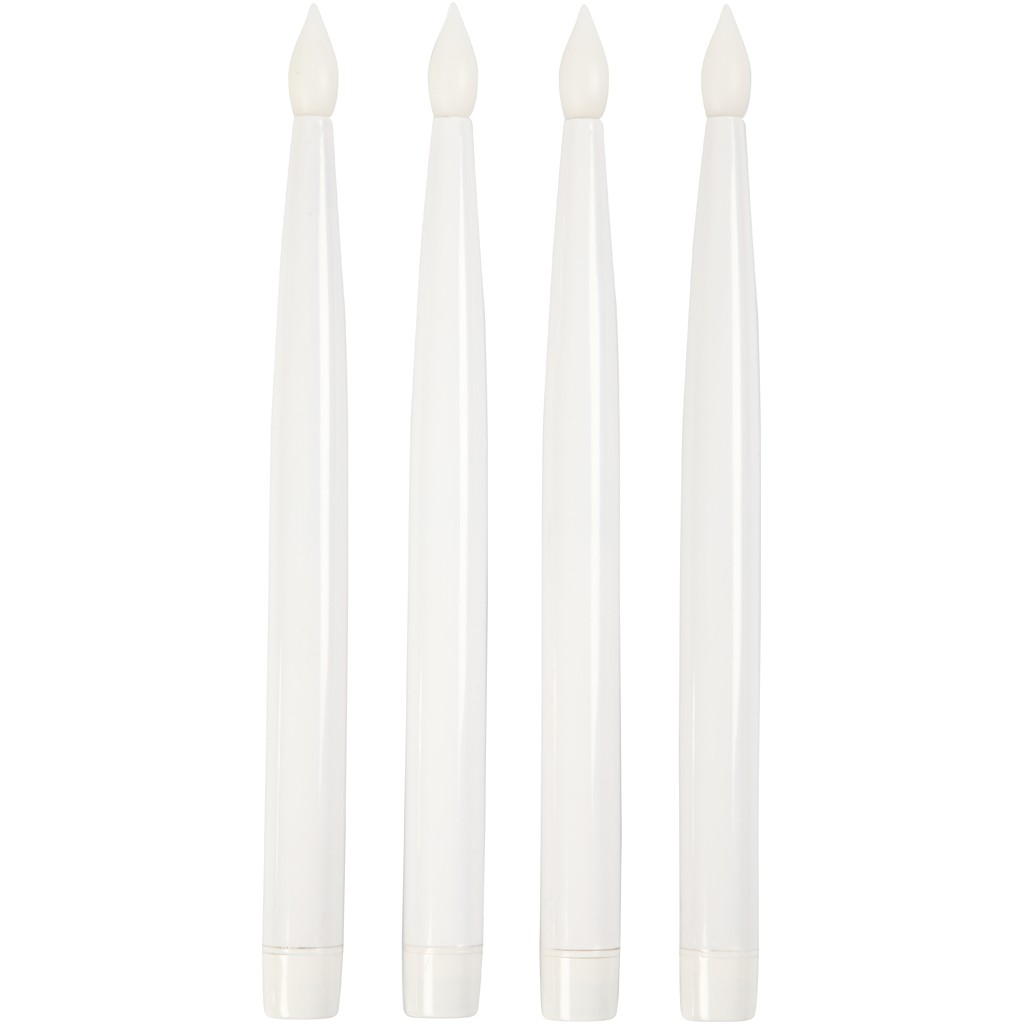 Led-Kerzen, 27,5x2cm, weiß, 4 Stück/Set