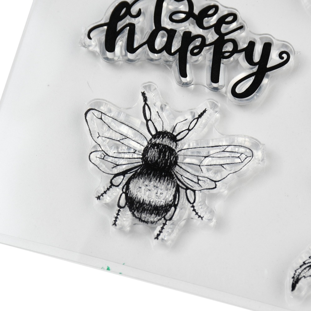 Silikonstempel Bienen "Bee Happy" 10,5x10,5cm 6 teilig