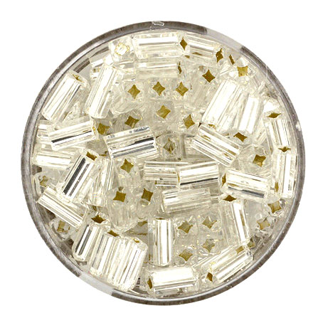 Rocailles Glasperle, kristall-silbereinzug, 17 g, Stift vereckig