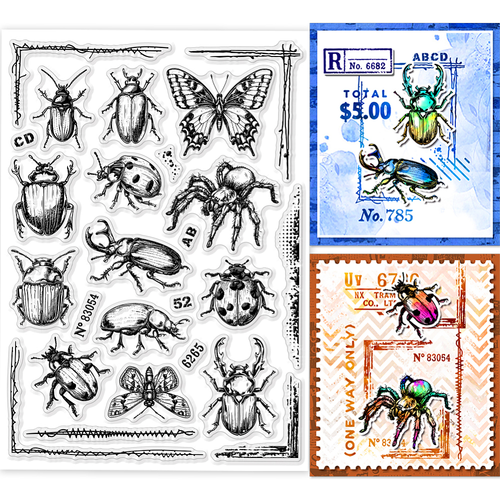 Silikonstempel-Set Insekten 21x14,8x0,3cm 1 Bogen 25-teilig