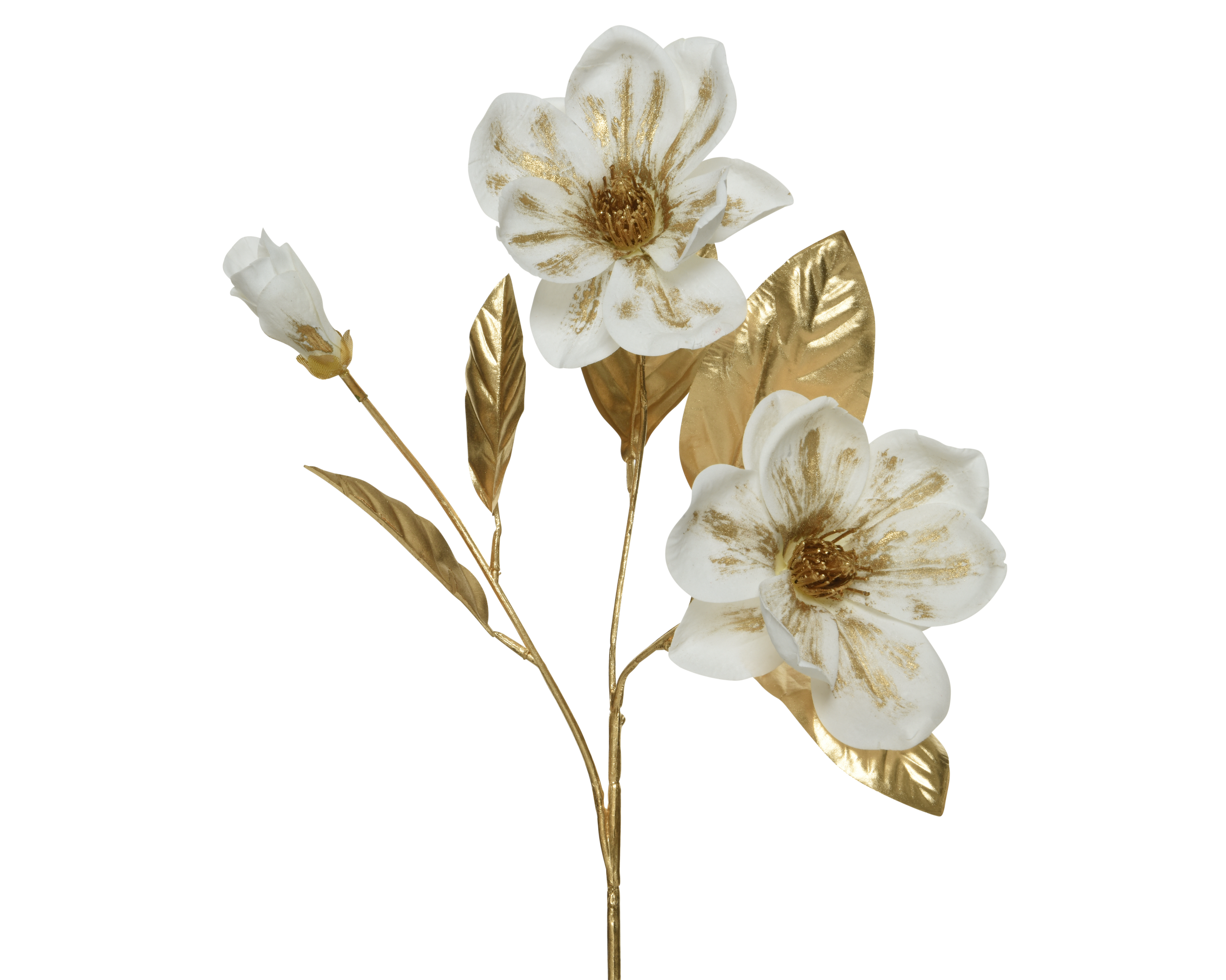 Weihnachtsblume Magnolie weiß-gold 70cm