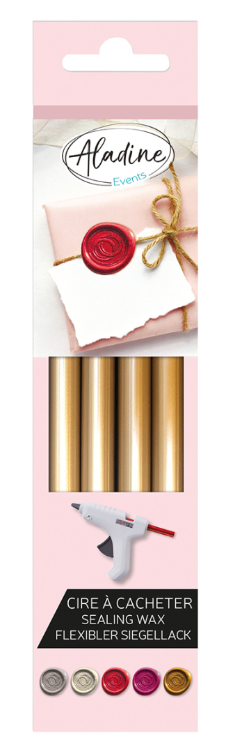 Aladine Siegelwachs Stangen GOLD 175 mm ø 12mm 4 Stück Aladine Siegelwachs Stangen GOLD 175 mm ø 12mm 4 Stück