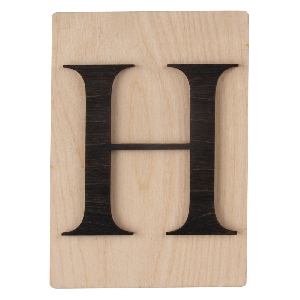 Holzbuchstaben schwarz auf Holzfliese, 10,5x14,8cm, per Stück