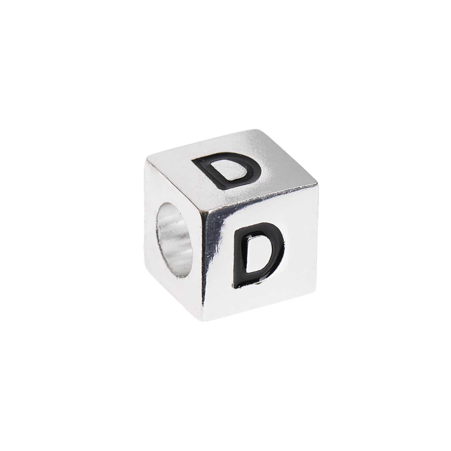 Buchstabenperle-Würfel silber 10x10mm Buchstabenperle-Würfel silber 10x10mm