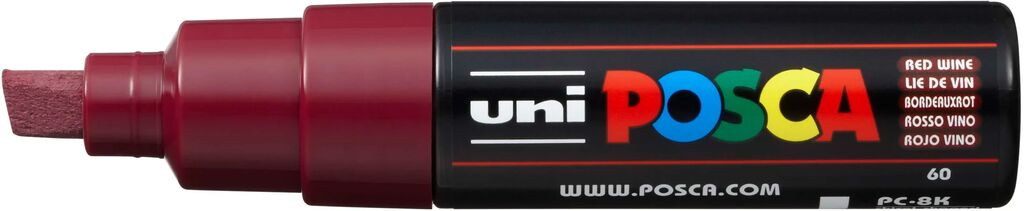 UNI POSCA Marker PC-8K BORDEAUXROT breite Keilspitze 8 mm