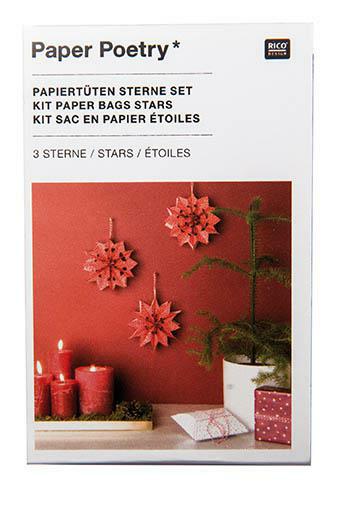 Paper Poetry  Papiertüten Stern Set Bastelset 3 Sterne 8cm Tüte