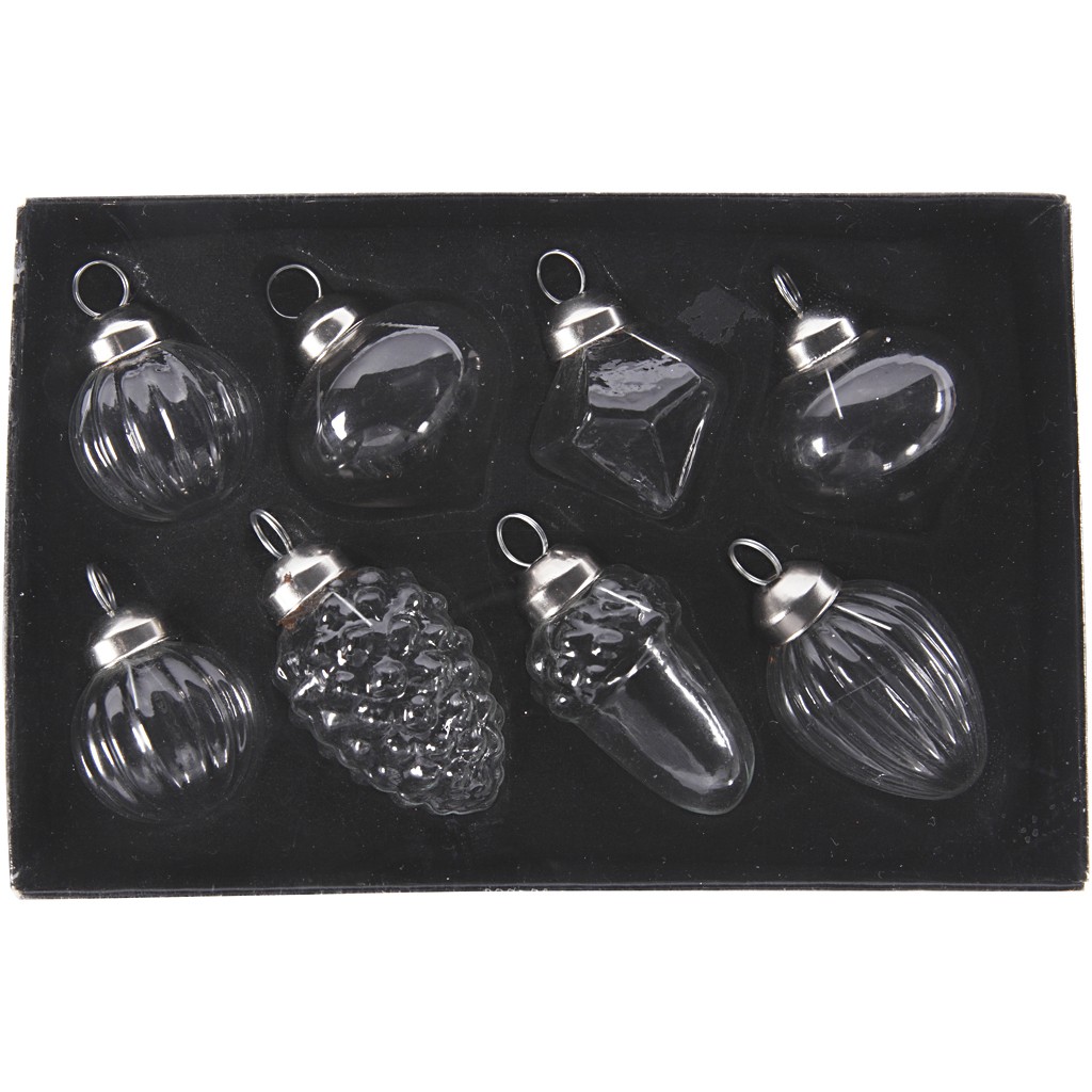 Glas Ornamente mini, 3-5 cm, 8 Stück/Set, Glaskugeln
