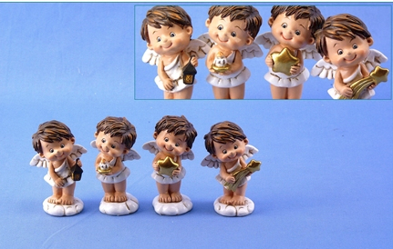 Dekofigur Weihnachtsengelchen Spitzbub stehend, 5,5cm, weiss-gold, Engelfigur