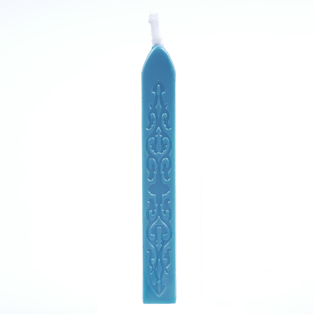 Siegelwachs blau metallic, mit Docht, 11 cm, Siegellack