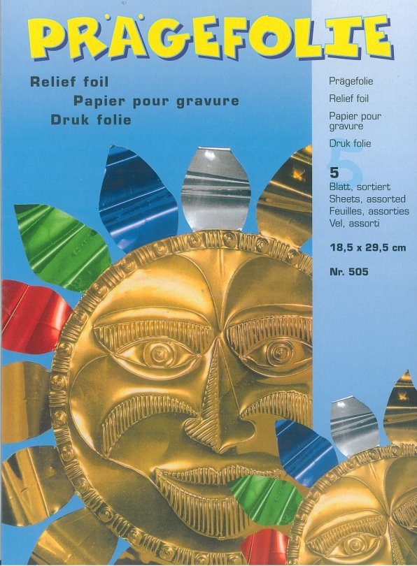 Prägefolie sortiert 5 Farben 18,5x29cm Embossing Foil Aluzuschnitt