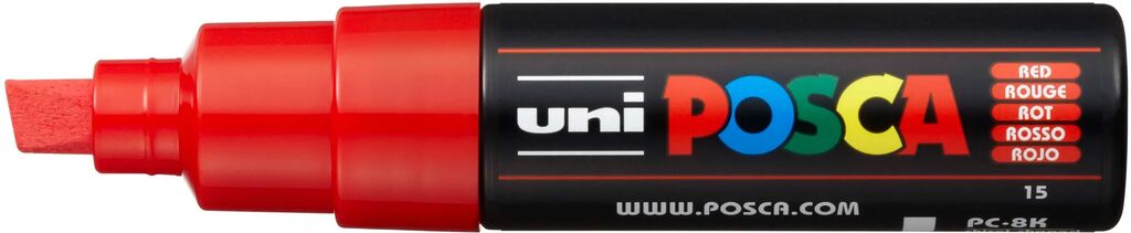 UNI POSCA Marker PC-8K ROT breite Keilspitze 8 mm UNI POSCA Marker PC-8K ROT breite Keilspitze 8 mm