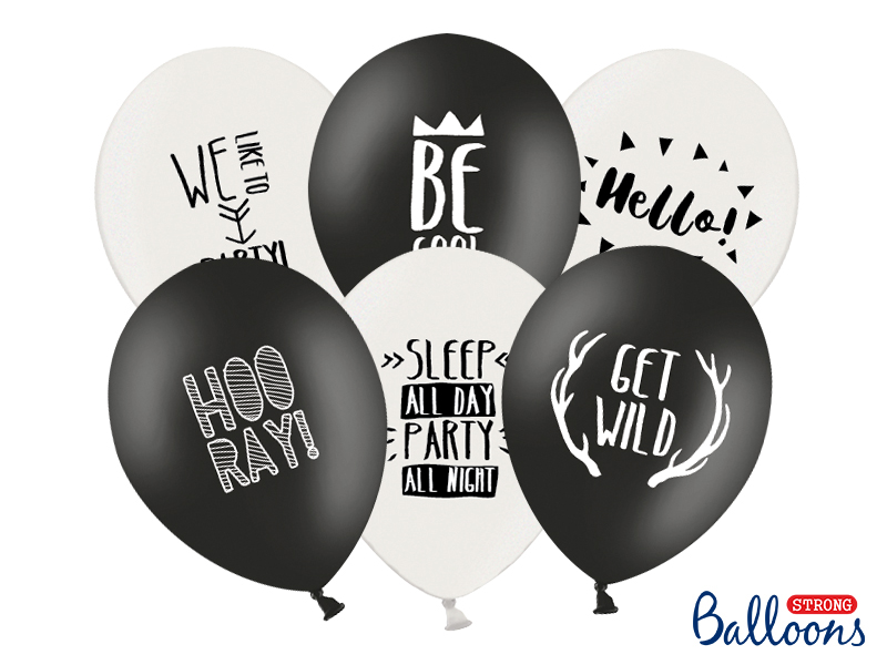 Luftballons bedruckt Happy Party Mix, 5 Stück 