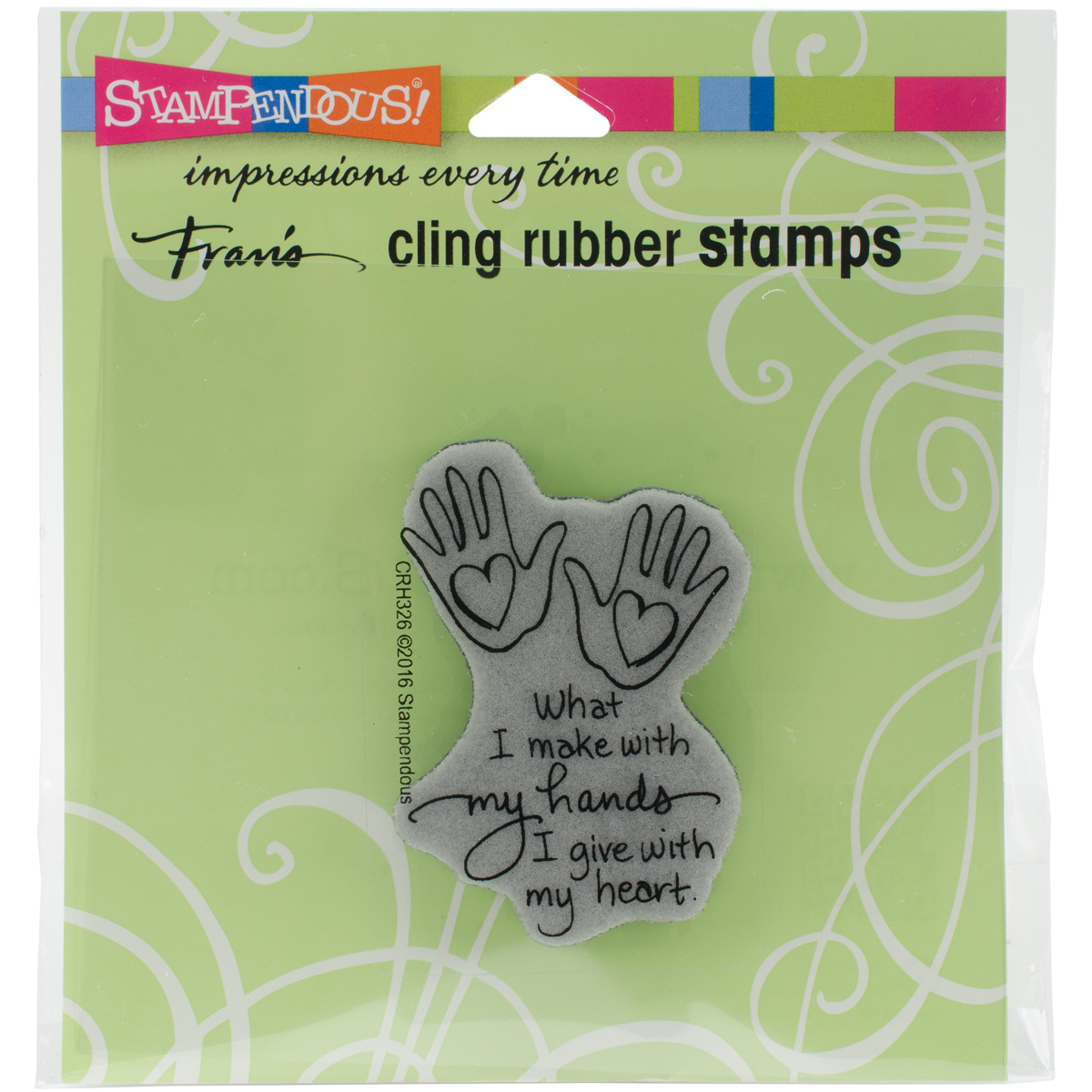 Stampendous schriftzug Hände mit Herz Heart Hand Cling Gummistempel Cling Rubber Stamp Cling Stamps  3.5"X4"