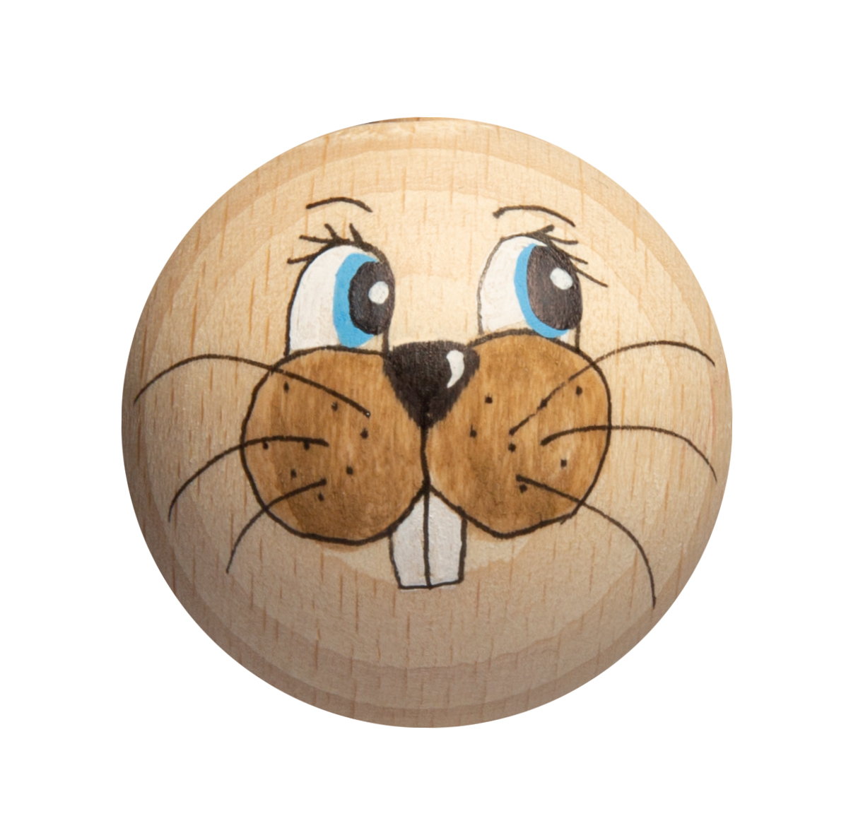 Handbemaltes Holzkopferl Hase, Nr 8 Bastelkopf Holzkugel Holzkopf