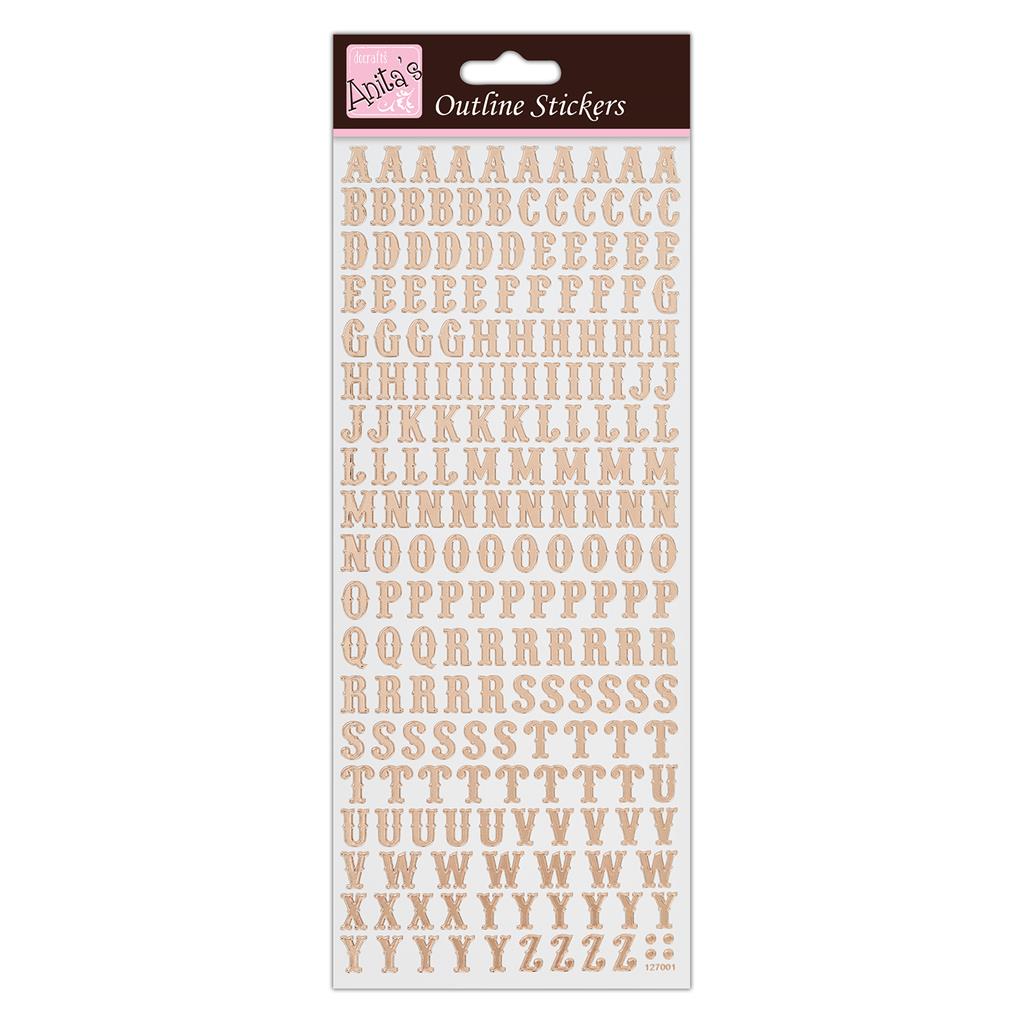 Outline Stickers Traditional Alphabet Buchstabensticker rosegold 1 Bogen 24x10cm